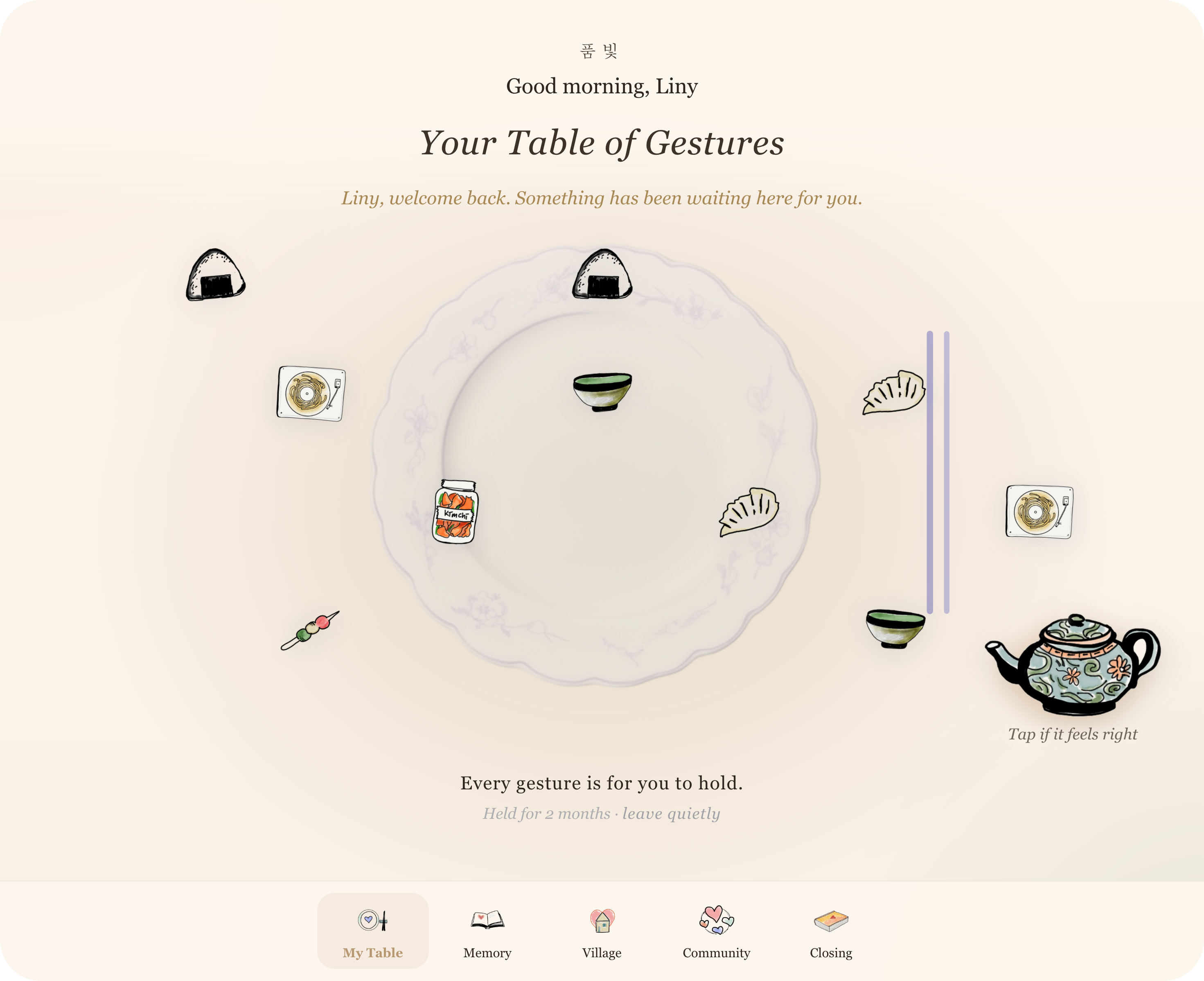 Pumbit — the mother's table of gestures